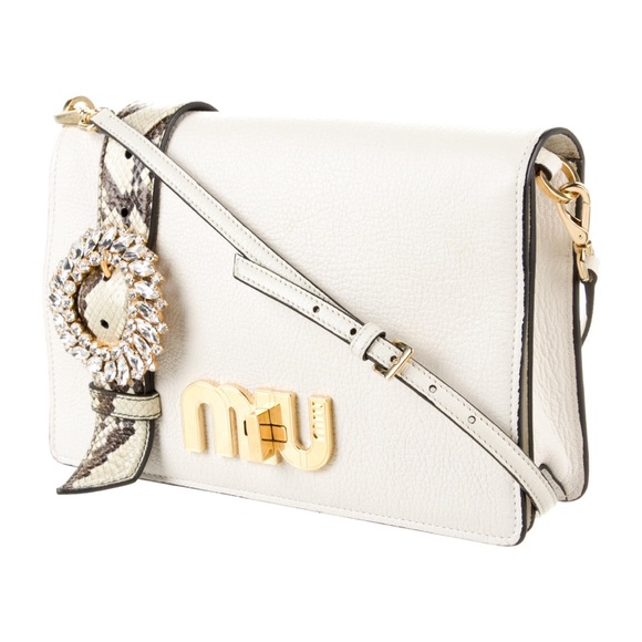 MIU MIU Black Matelasse Python-Trim Crystal Miu Shoulder Bag SOLD - Picture 7 of 14